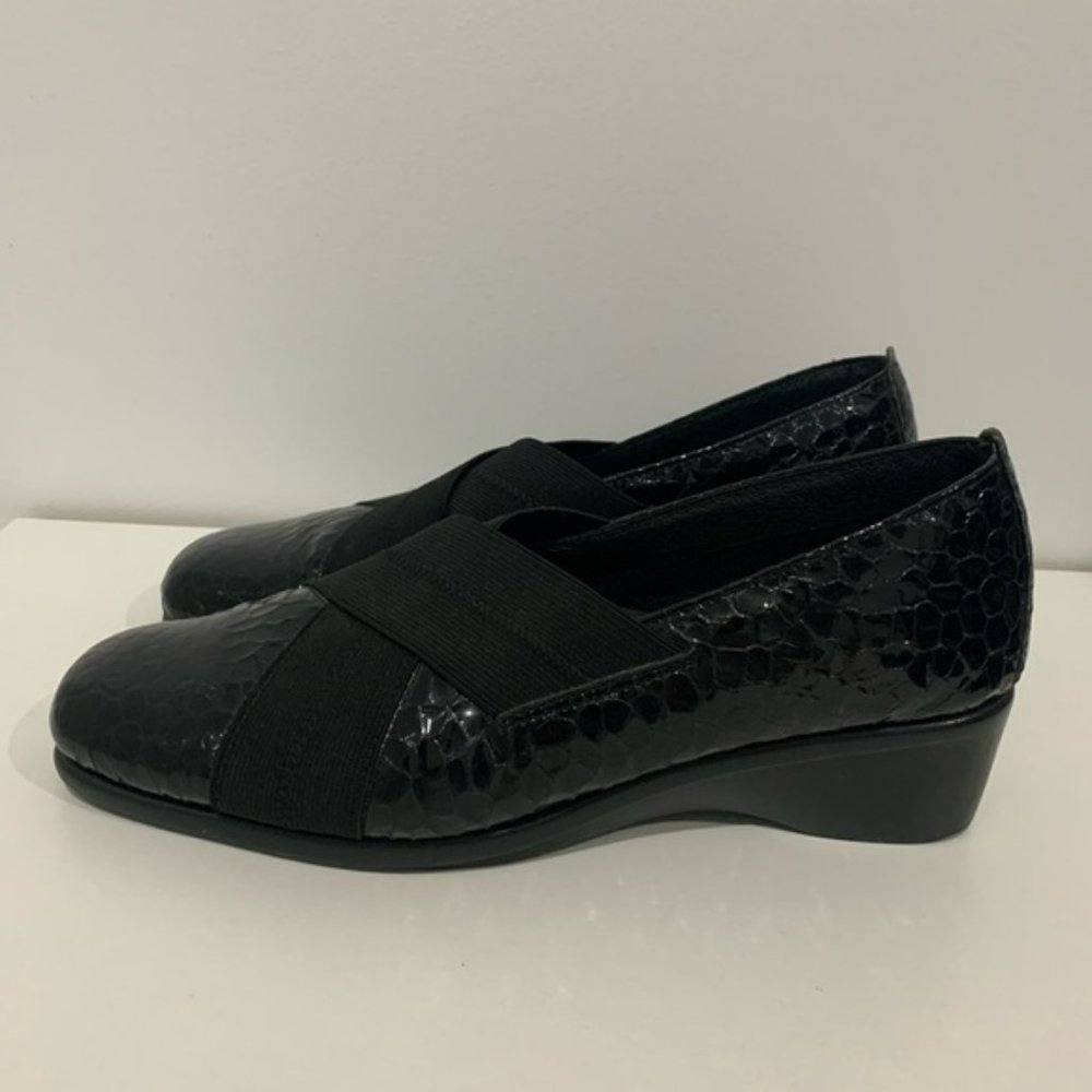 Flex  &  Go Crozier Black Patent Shoes Size 40